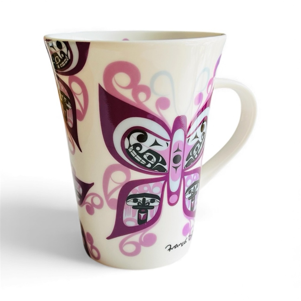 Oscardo porcelain mug with butterfly design by Indigenous artist Francis Dick